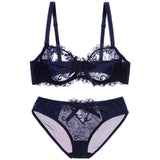 Fashion embroidery bras underwear women set plus size lingerie